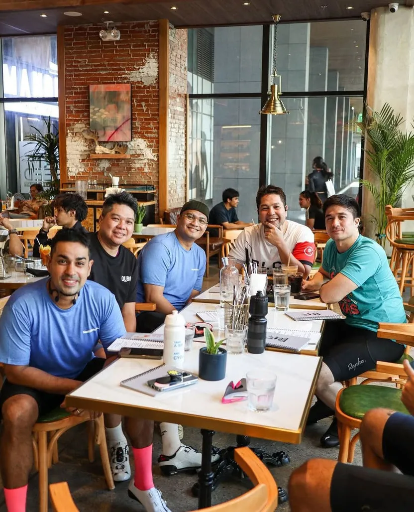 Friends at a community table